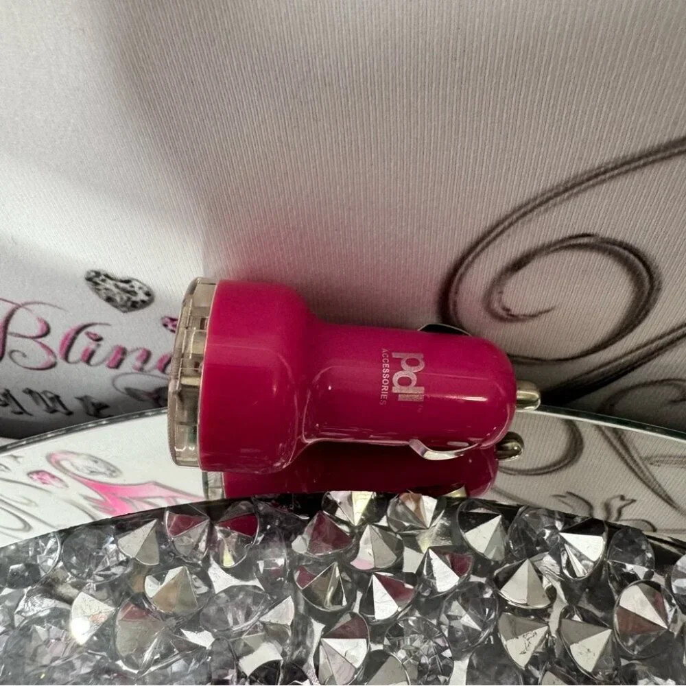 PDI car charging port dual usb Pink cute Car Charger